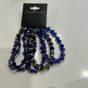 Couture Gems-{One Size}-Navy Blue Bead Stretch Bracelet